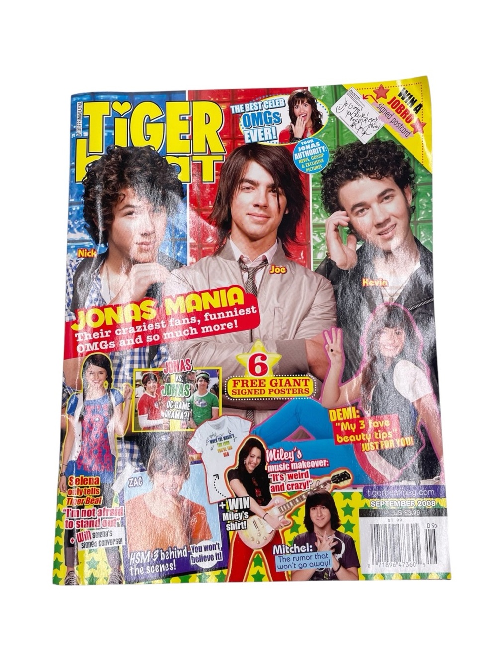 Tiger Beat Magazine September 2008 Jonas Brothers Demi Selena Y2K 2000s Disney